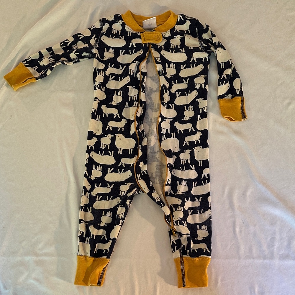 Hanna Andersson Black and Yellow Animal Print Footie